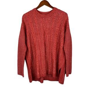 Cabi Playoff Pullover Sweater Heathered Red Cable Knit Women's S